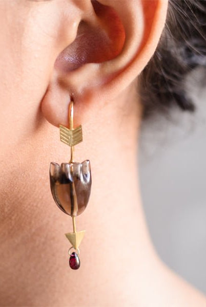 HEART Straight Arrow - Brown Earring - CiceroniBaka