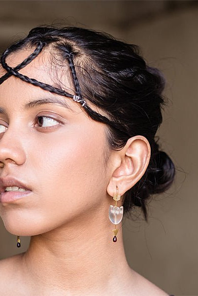 HEART Straight Arrow - White Earring - CiceroniBaka