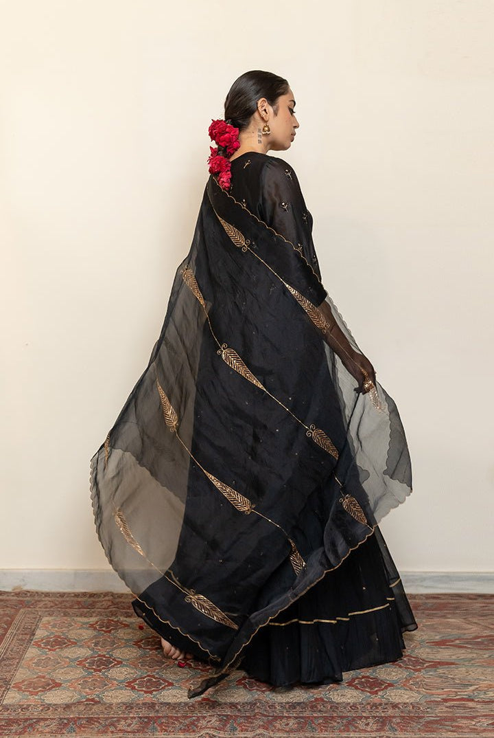 Heer Kanchadi Set - Black (Set of 3) - CiceroniKurta Set, Festive wearNirjara