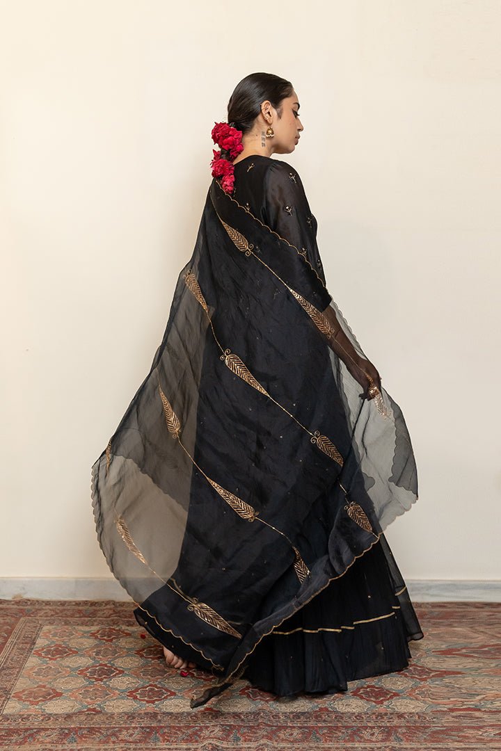 Heer Kanchadi Set - Black (Set of 3) - CiceroniKurta Set, Festive wearNirjara