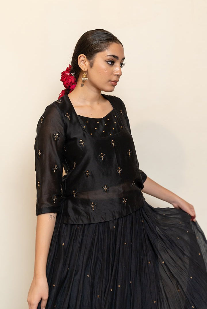 Heer Kanchadi Set - Black (Set of 3) - CiceroniKurta Set, Festive wearNirjara