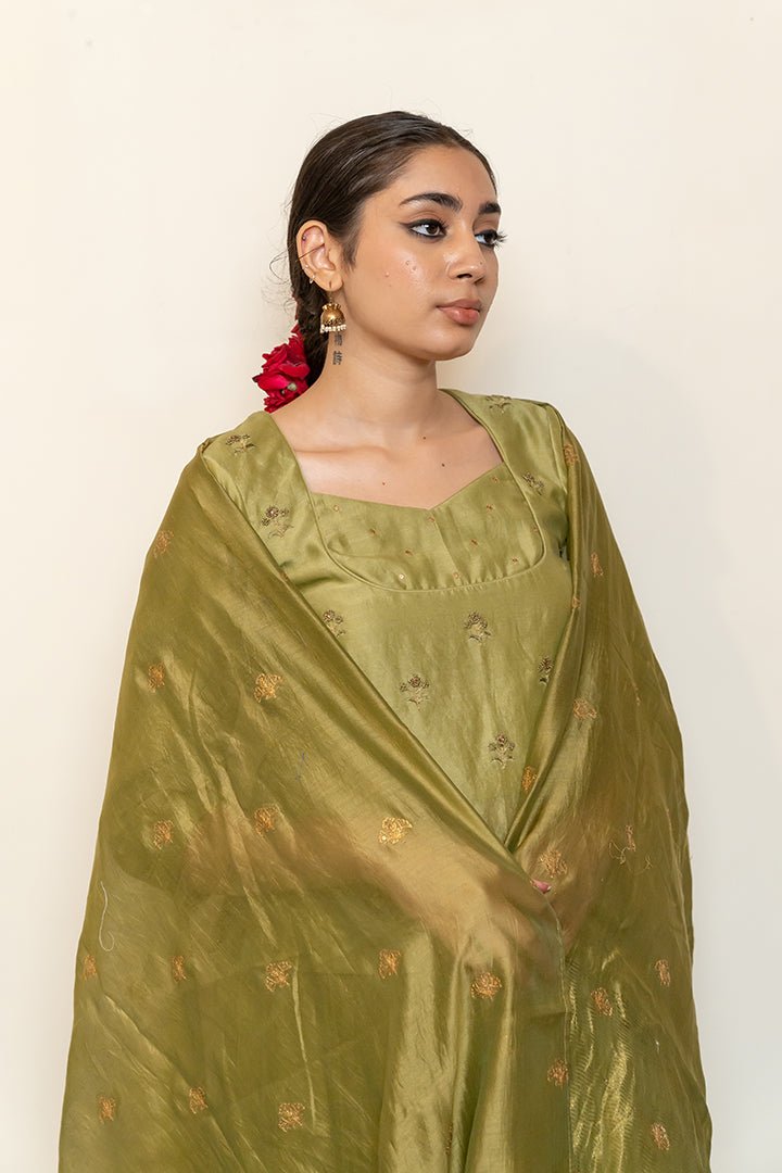 Heer Kanchadi Set - Sage Green (Set of 3) - CiceroniKurta Set, Festive wearNirjara