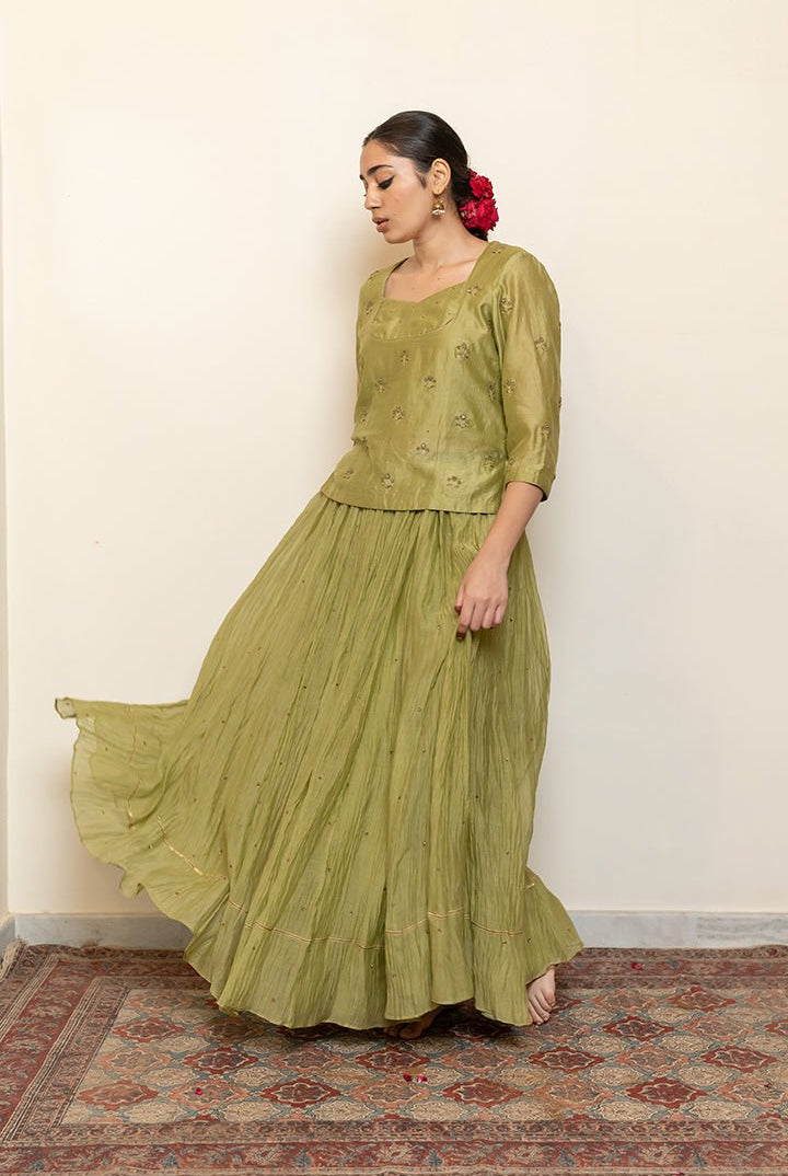 Heer Kanchadi Set - Sage Green - CiceroniKurta Set, Festive wearNirjara