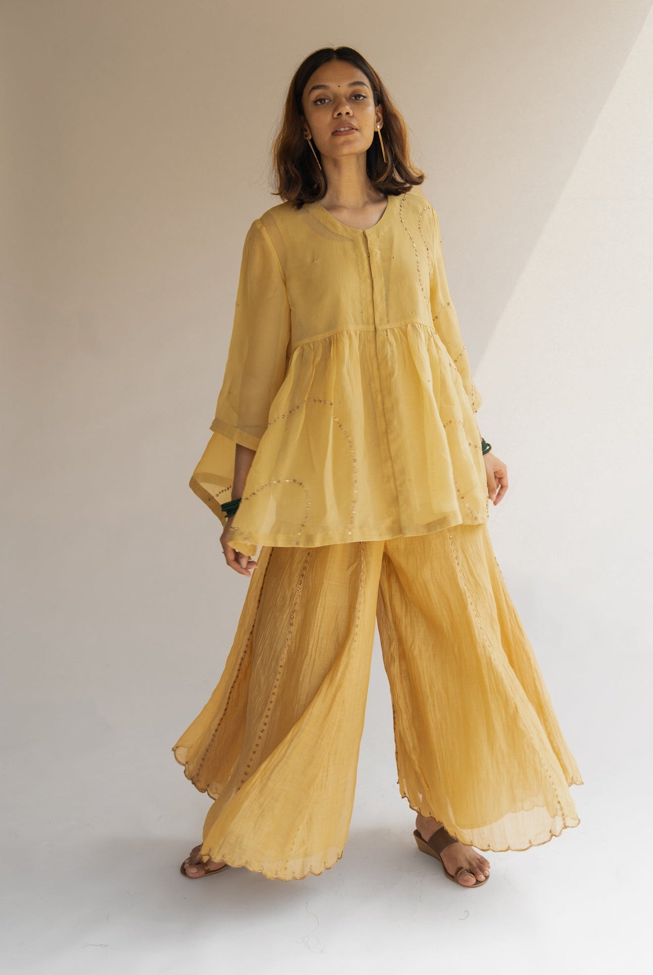 Honey Mustard Nayab Gharara Set - CiceroniNirjara