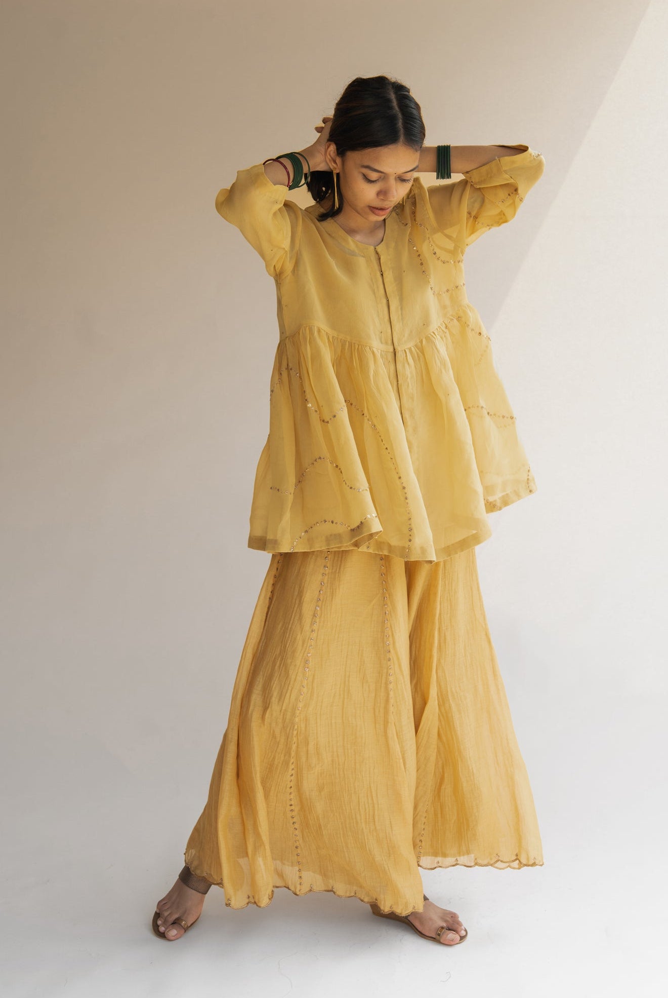 Honey Mustard Nayab Gharara Set - CiceroniNirjara