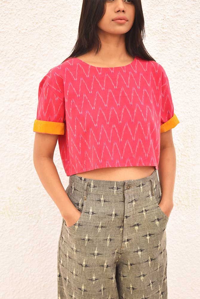 Ikat Pink Crop Top - CiceroniCrop TopSonica Sarna