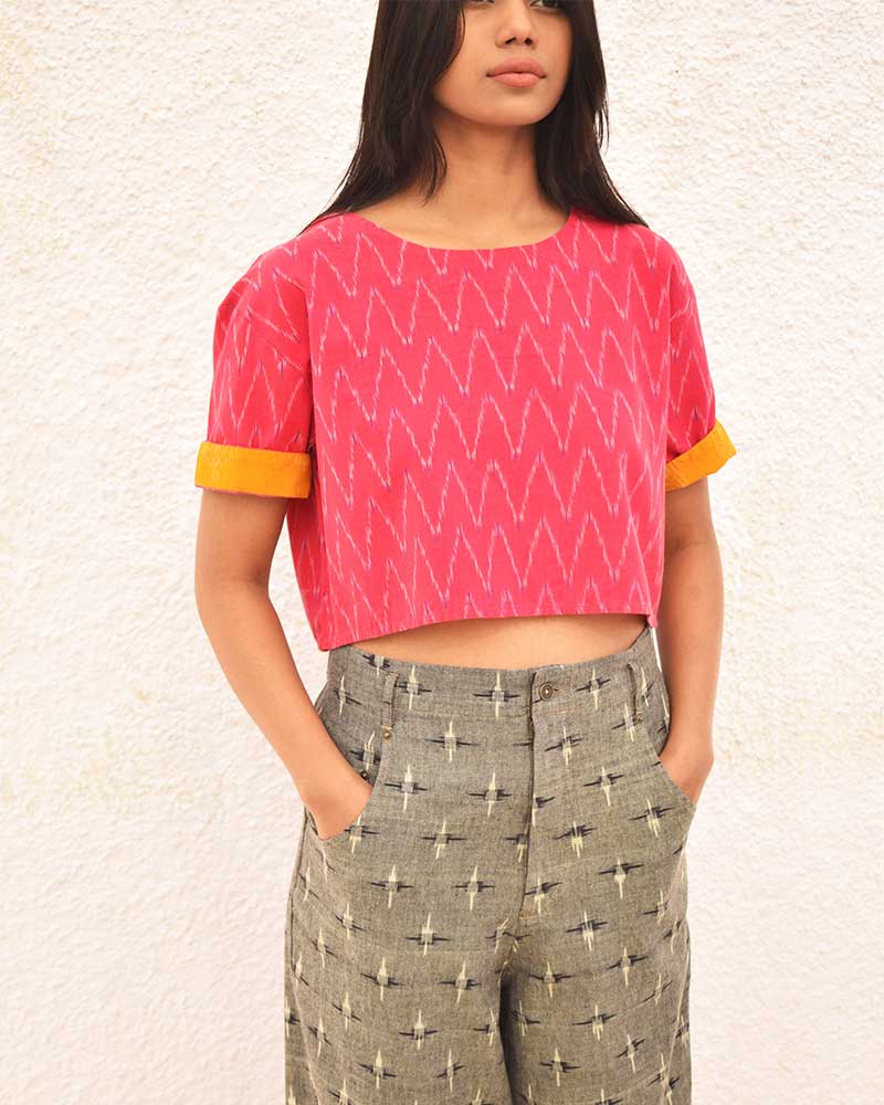 Ikat Pink Crop Top - CiceroniCrop TopSonica Sarna