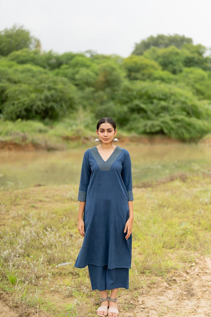 Indigo Blue Kurta Set - CiceroniKurta SetMaidaan