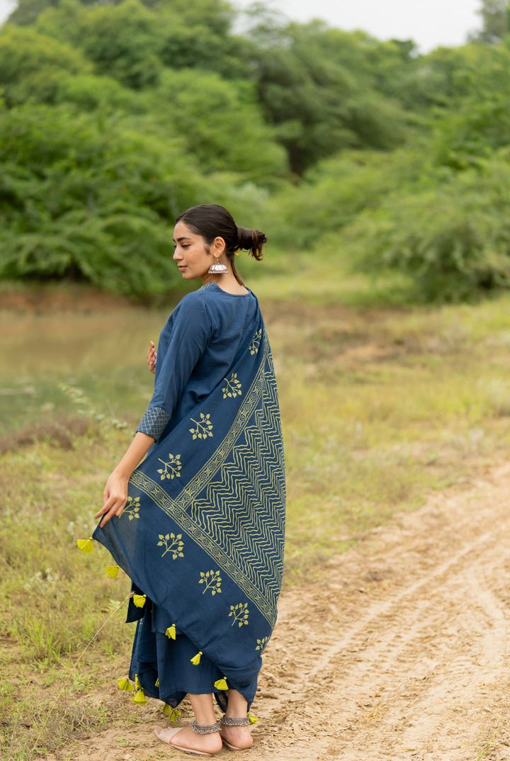Indigo Blue Kurta Set - CiceroniKurta SetMaidaan