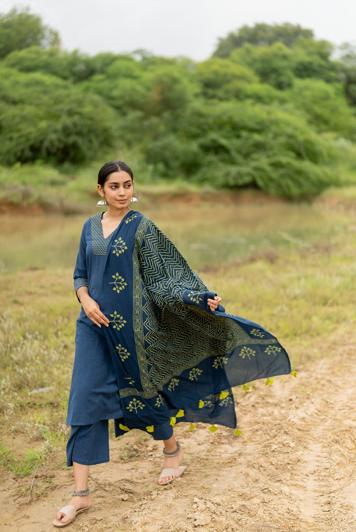 Indigo Blue Kurta Set - CiceroniKurta SetMaidaan