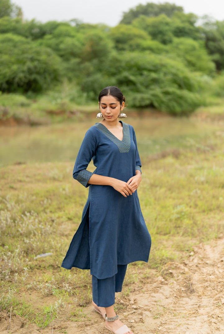 Indigo Blue Kurta Set - CiceroniKurta SetMaidaan
