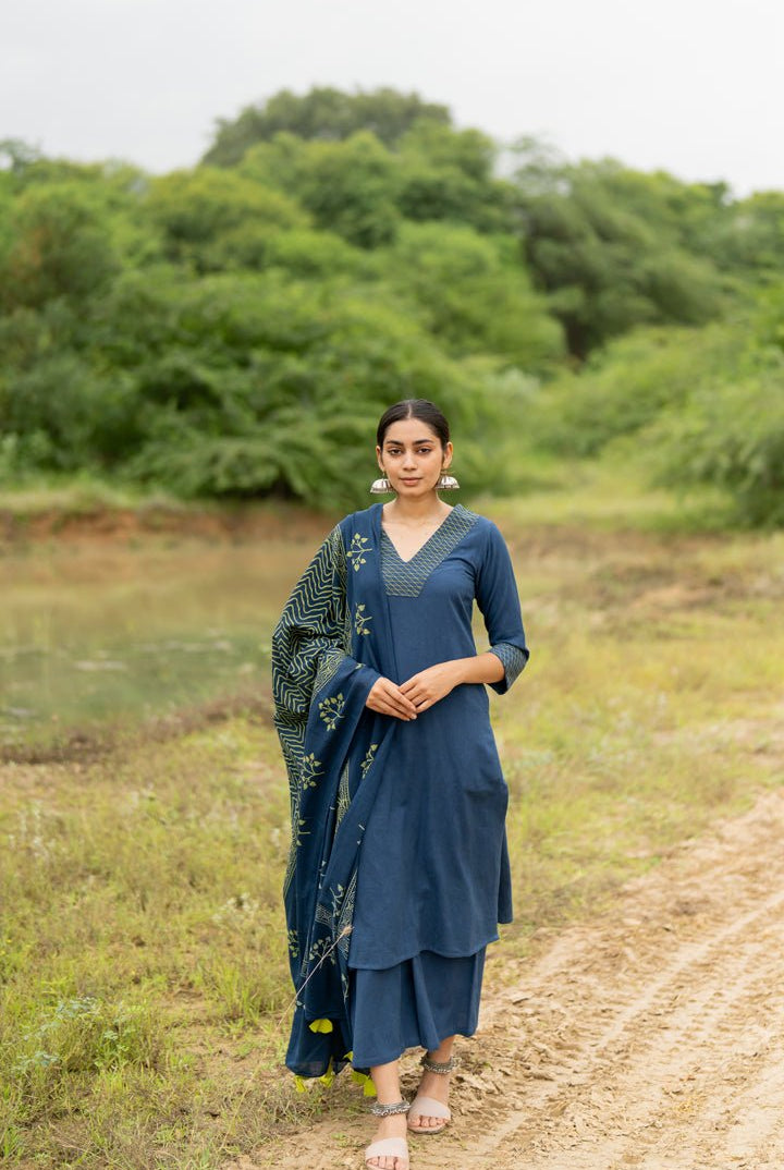 Indigo Blue Kurta Set - CiceroniKurta SetMaidaan