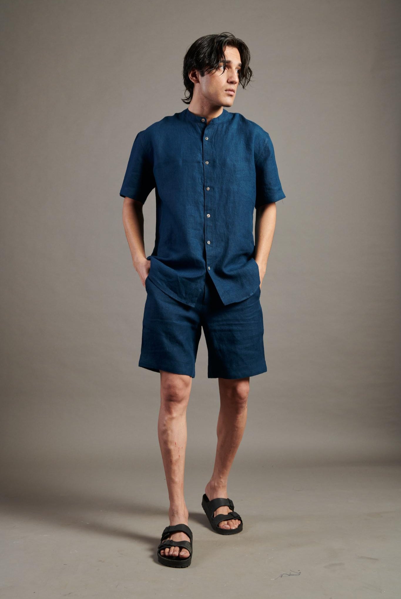 Indigo Linen Golf Shorts - CiceroniShortsSaphed