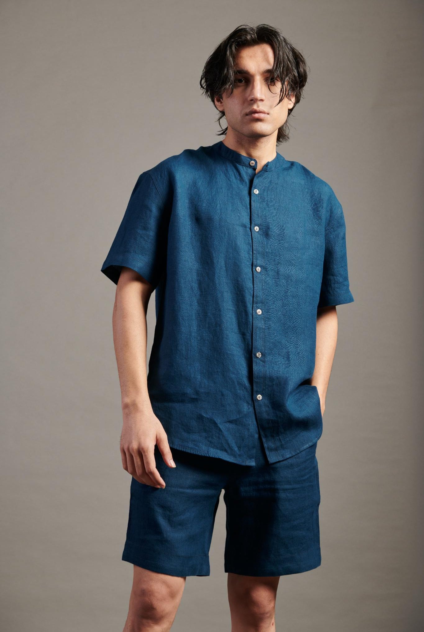 Indigo Linen Golf Shorts - CiceroniShortsSaphed
