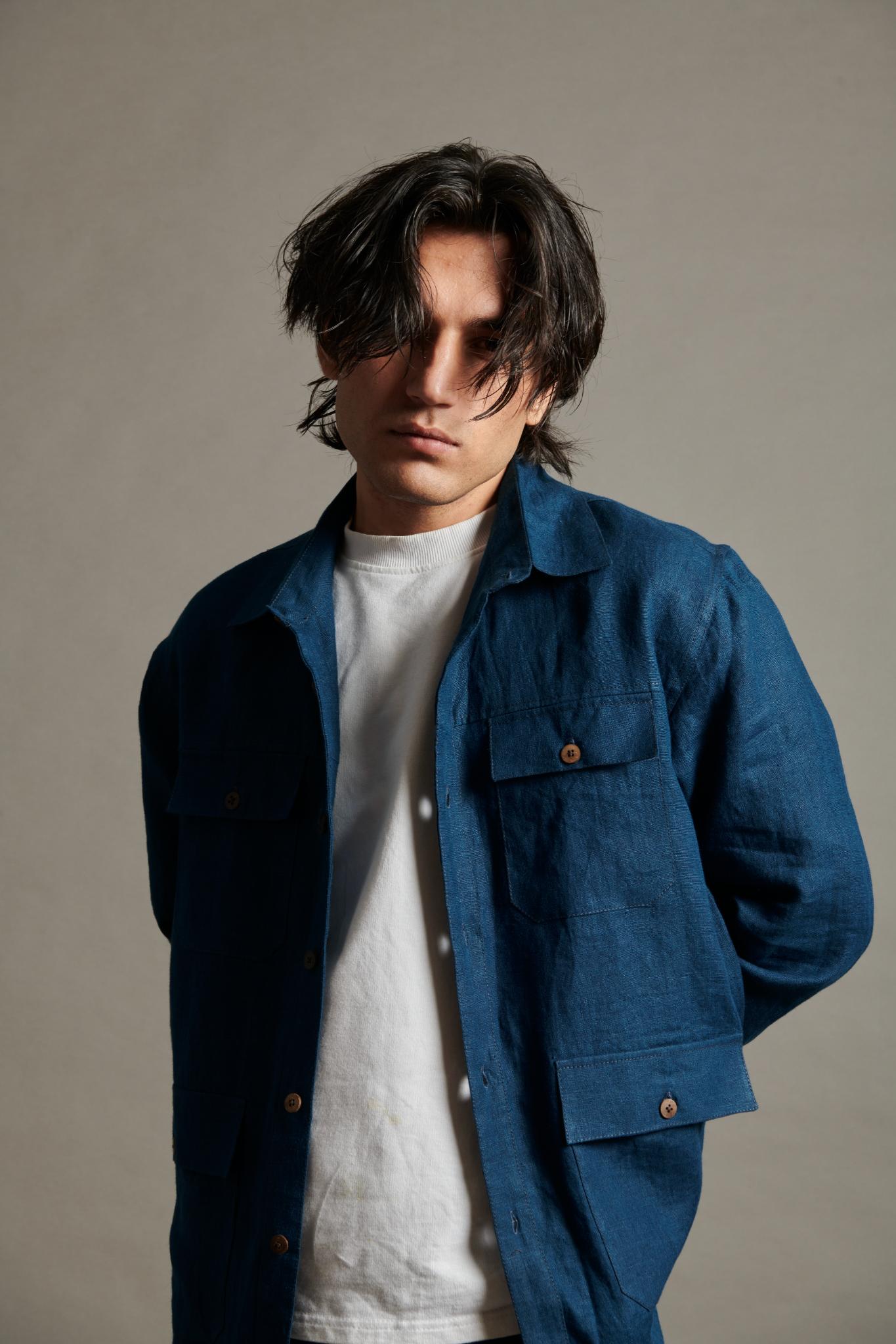 Indigo Linen Men's Overshirt - CiceroniOvershirtSaphed