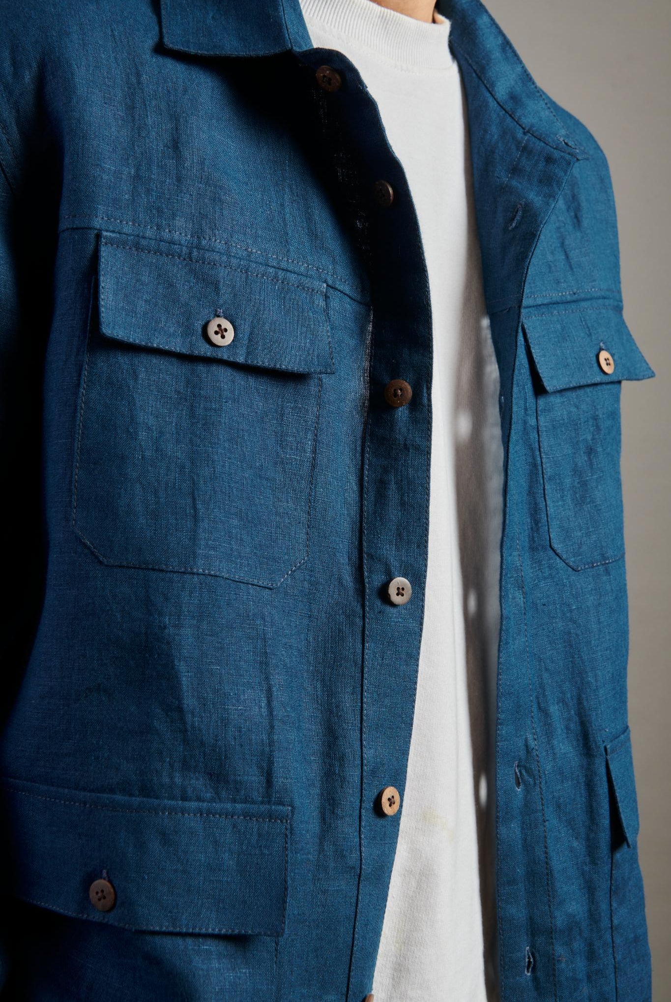 Indigo Linen Men's Overshirt - CiceroniOvershirtSaphed