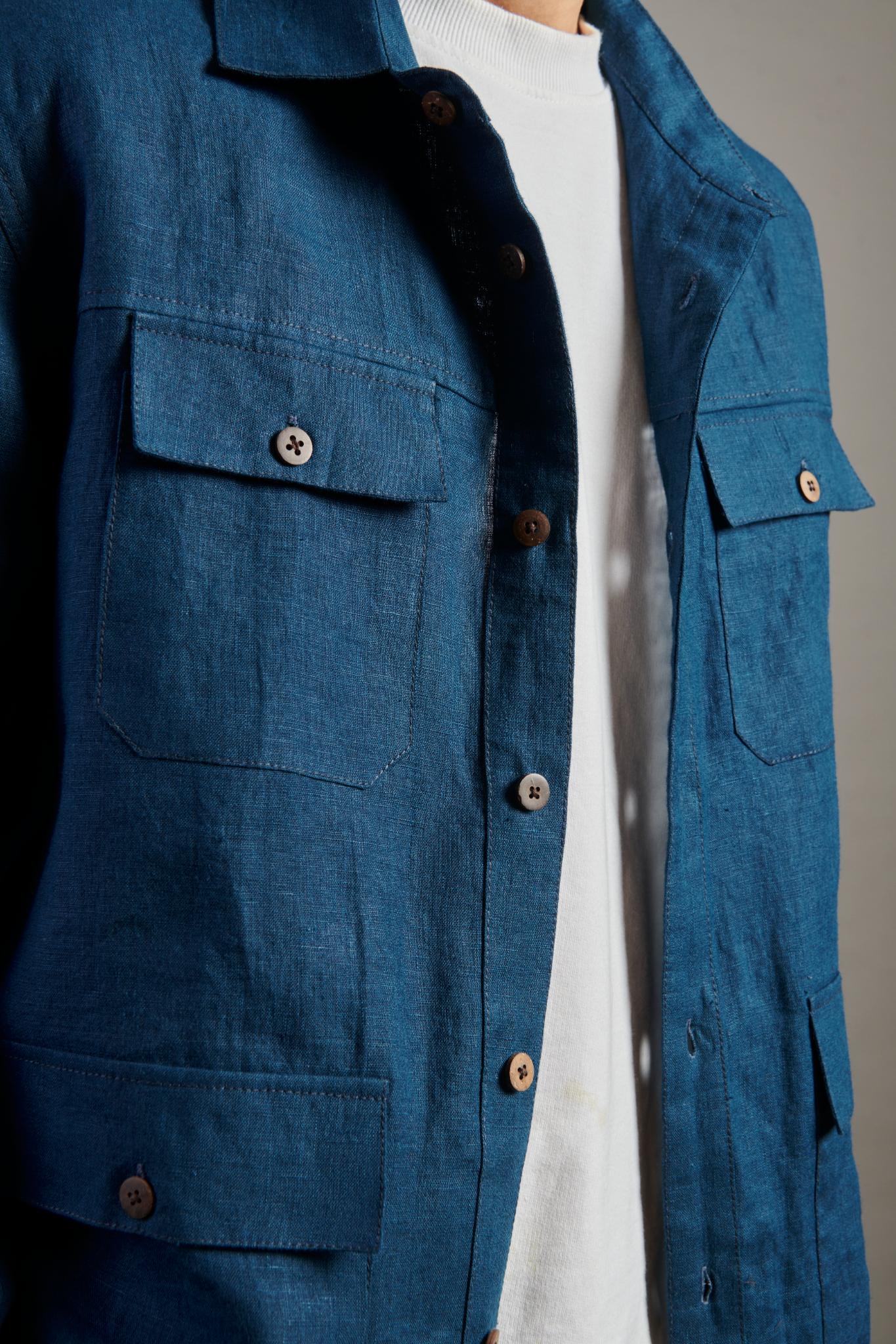 Indigo Linen Men's Overshirt - CiceroniOvershirtSaphed