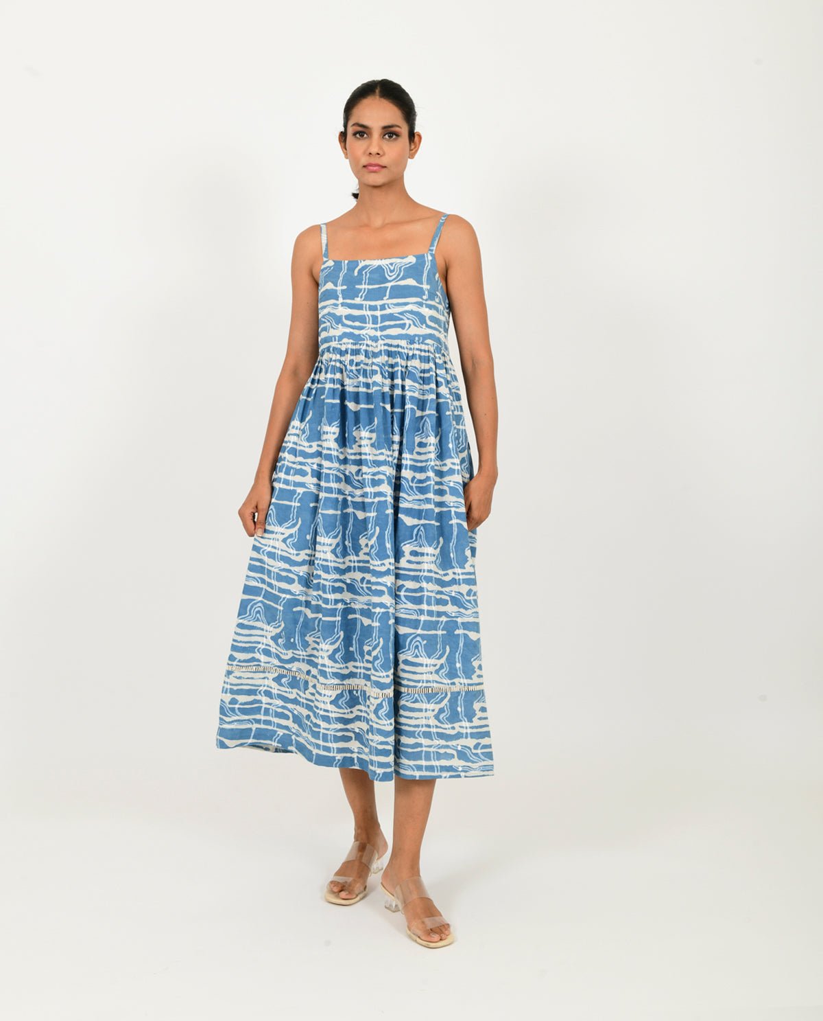 Indigo Splash Gather Dress - CiceroniDressesRias Jaipur