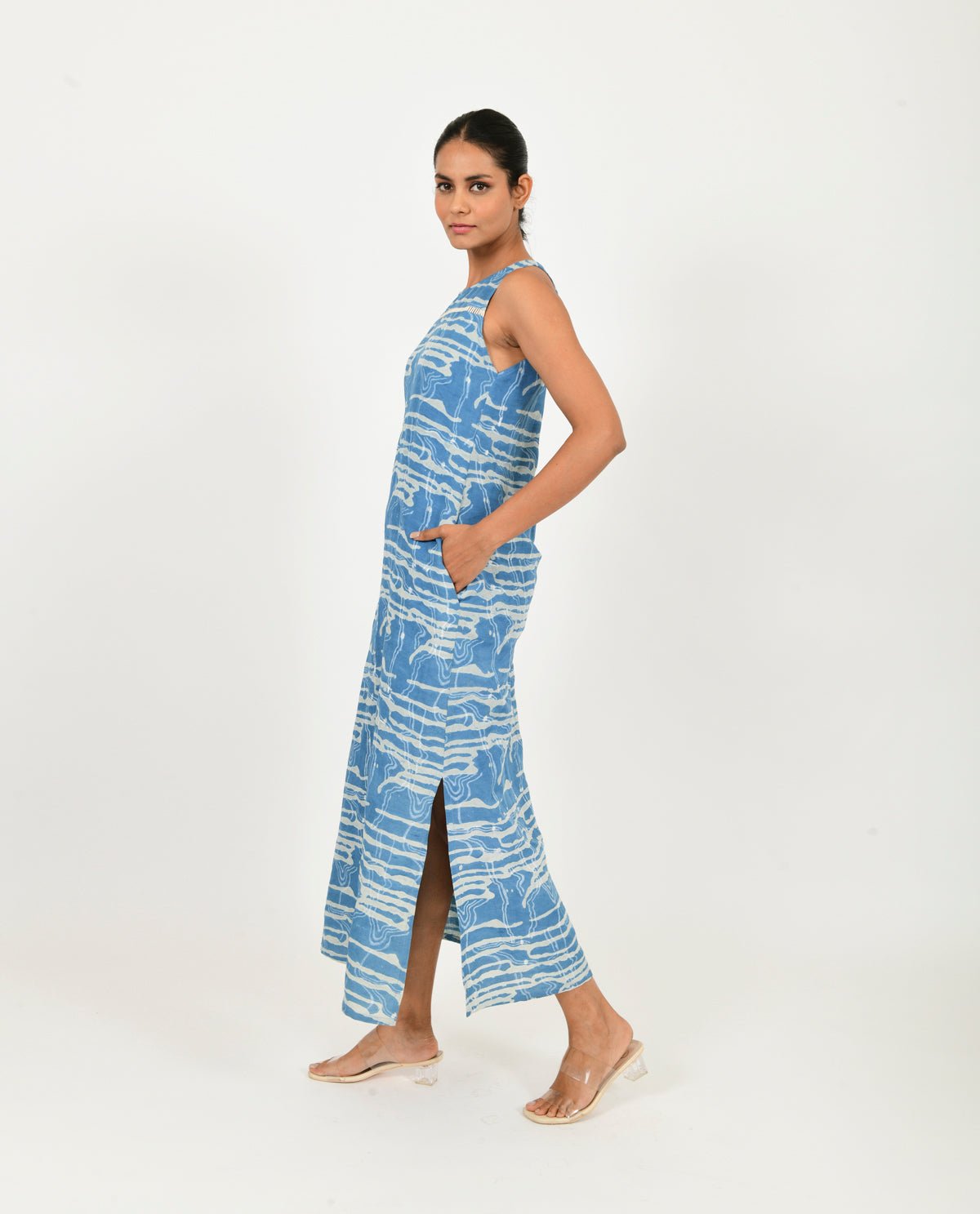 Indigo Splash Linen Maxi - CiceroniDressesRias Jaipur