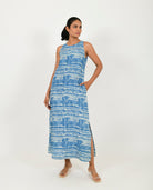 Indigo Splash Linen Maxi - CiceroniDressesRias Jaipur