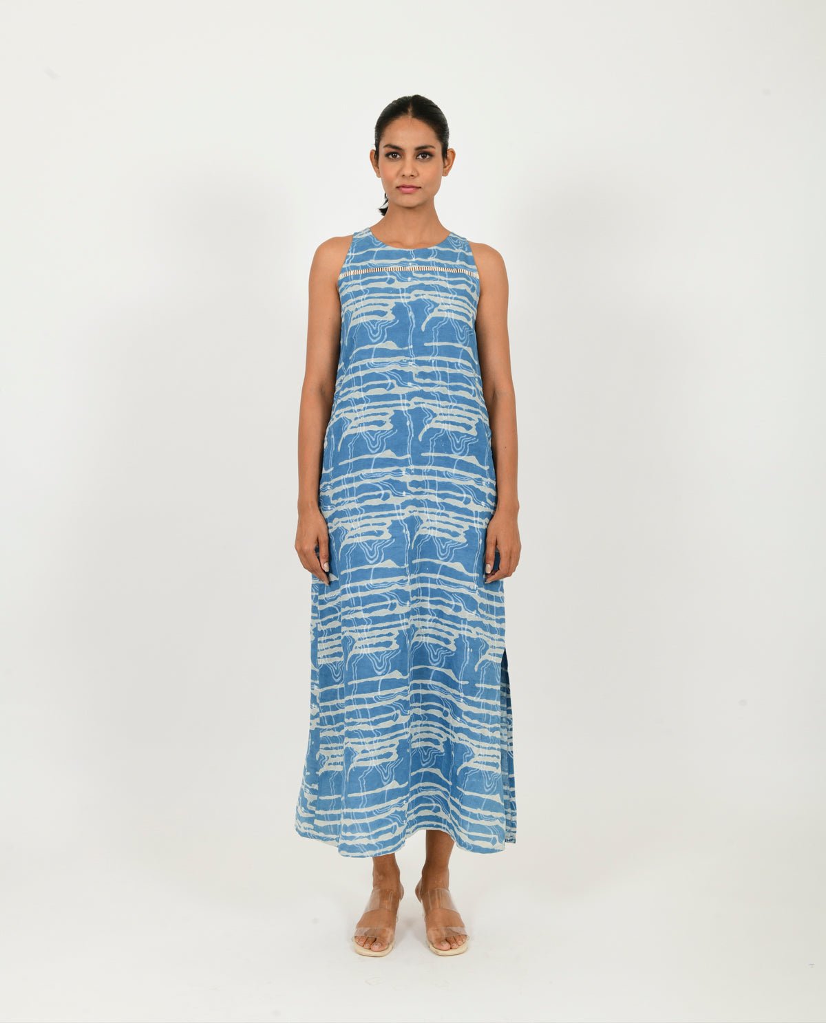 Indigo Splash Linen Maxi - CiceroniDressesRias Jaipur