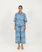 Indigo Splash Shirt Linen Co-ord Set - CiceroniCo-ord SetRias Jaipur