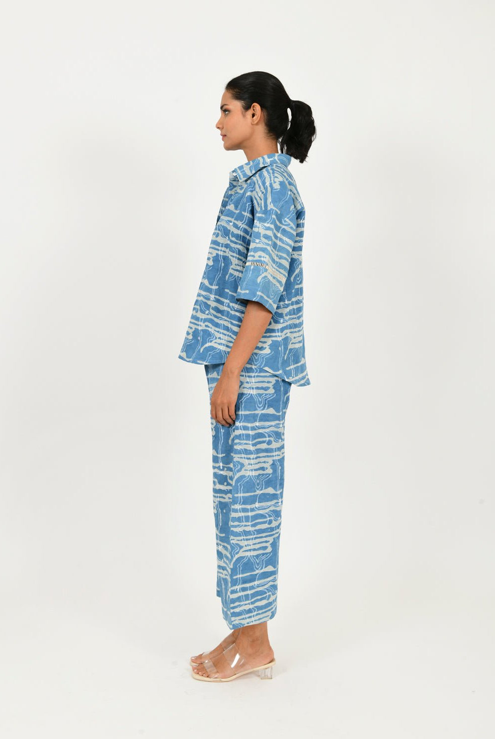Indigo Splash Shirt Linen Co-ord Set - CiceroniCo-ord SetRias Jaipur