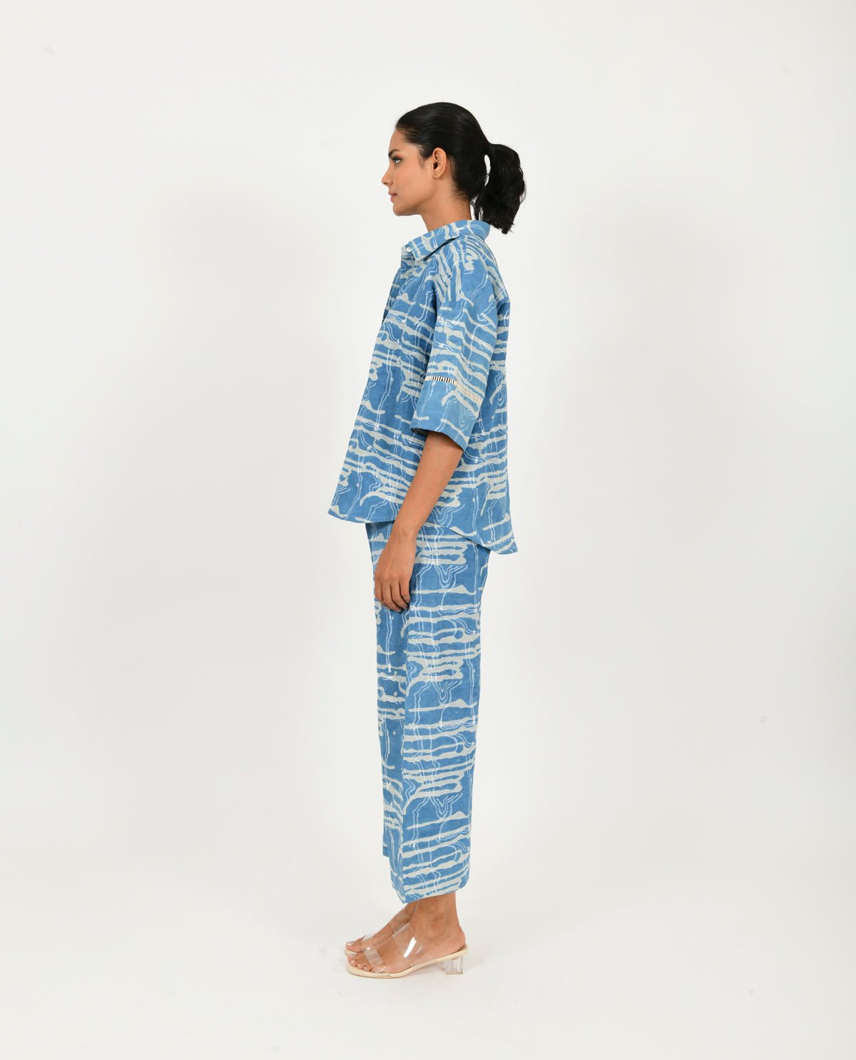 Indigo Splash Shirt Linen Co-ord Set - CiceroniCo-ord SetRias Jaipur