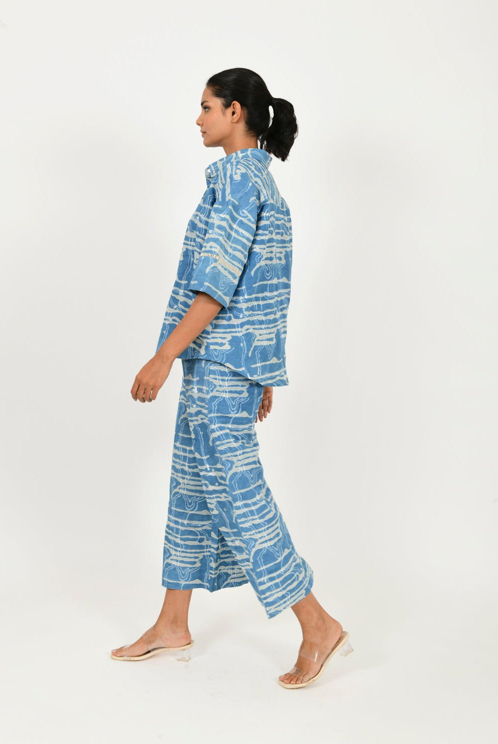 Indigo Splash Shirt Linen Co-ord Set - CiceroniCo-ord SetRias Jaipur