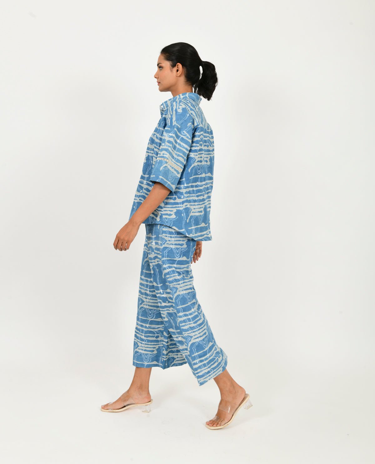 Indigo Splash Shirt Linen Co-ord Set - CiceroniCo-ord SetRias Jaipur