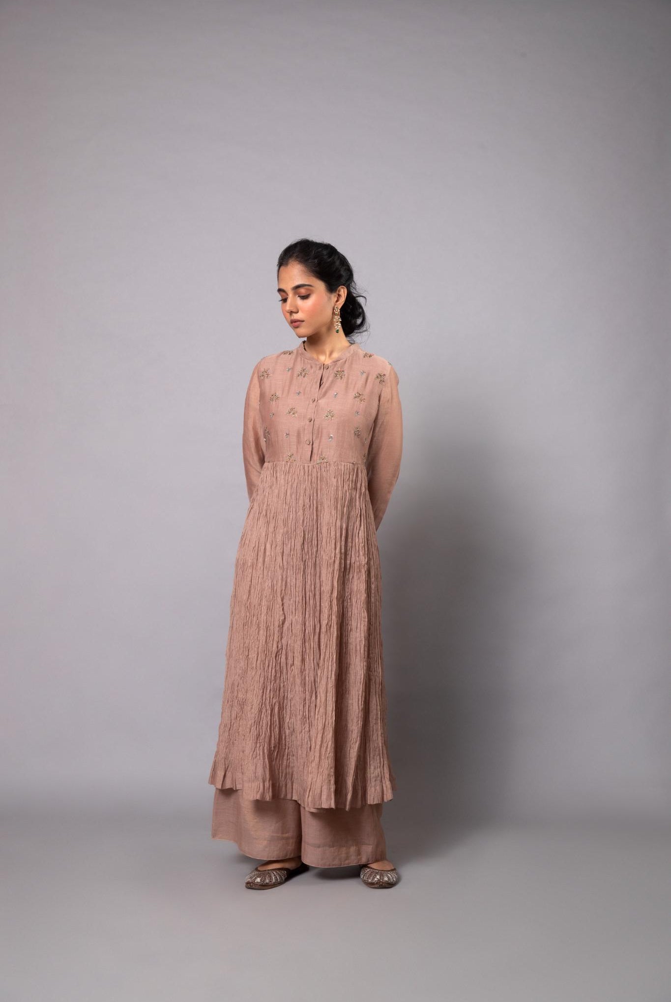 Indu Ghera Set - Beige - CiceroniKurta Set, Festive wearLabel Shreya Sharma