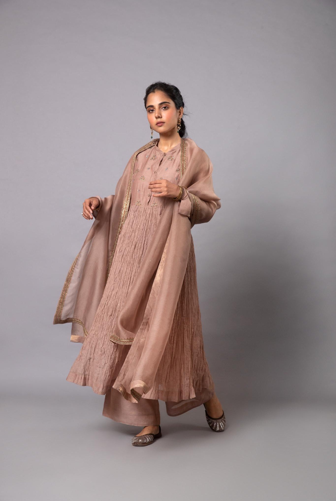 Indu Ghera Set - Beige - CiceroniKurta Set, Festive wearLabel Shreya Sharma