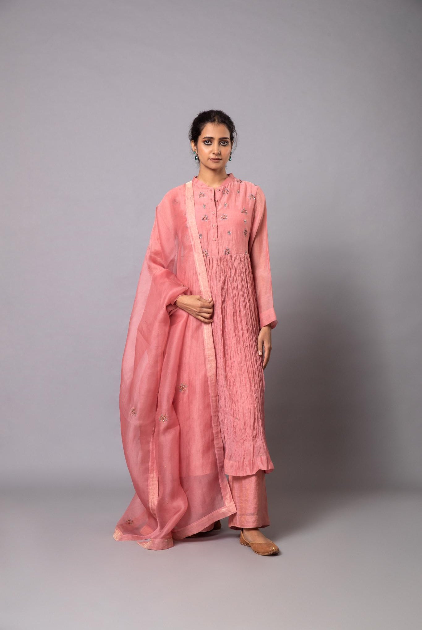 Indu Ghera Set - Light Pink - CiceroniKurta Set, Festive wearLabel Shreya Sharma