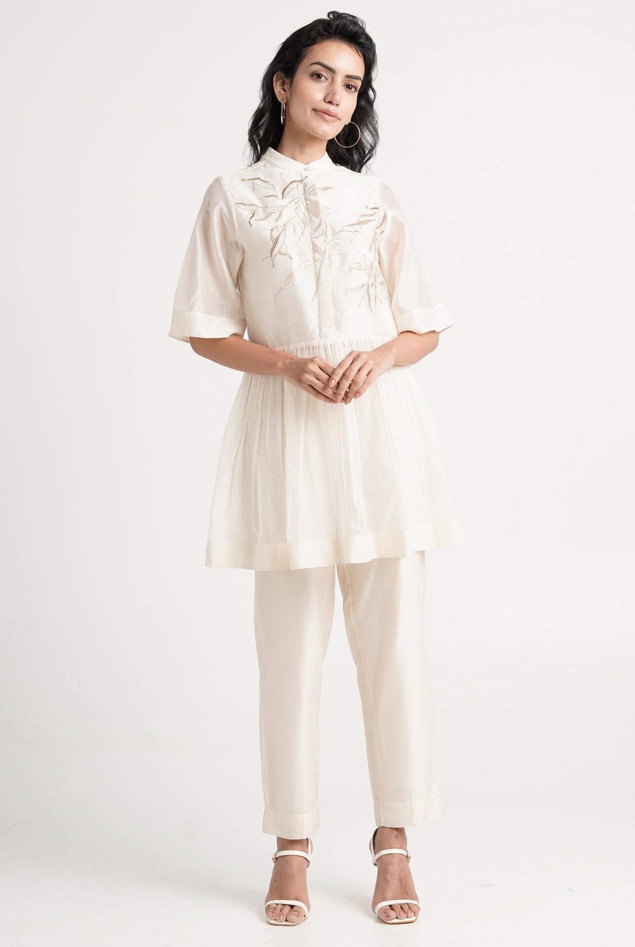 Ivory Abe 2.0 - Tonal Embroidery Peplum Tunic Set - CiceroniCo-ord SetMadder Much
