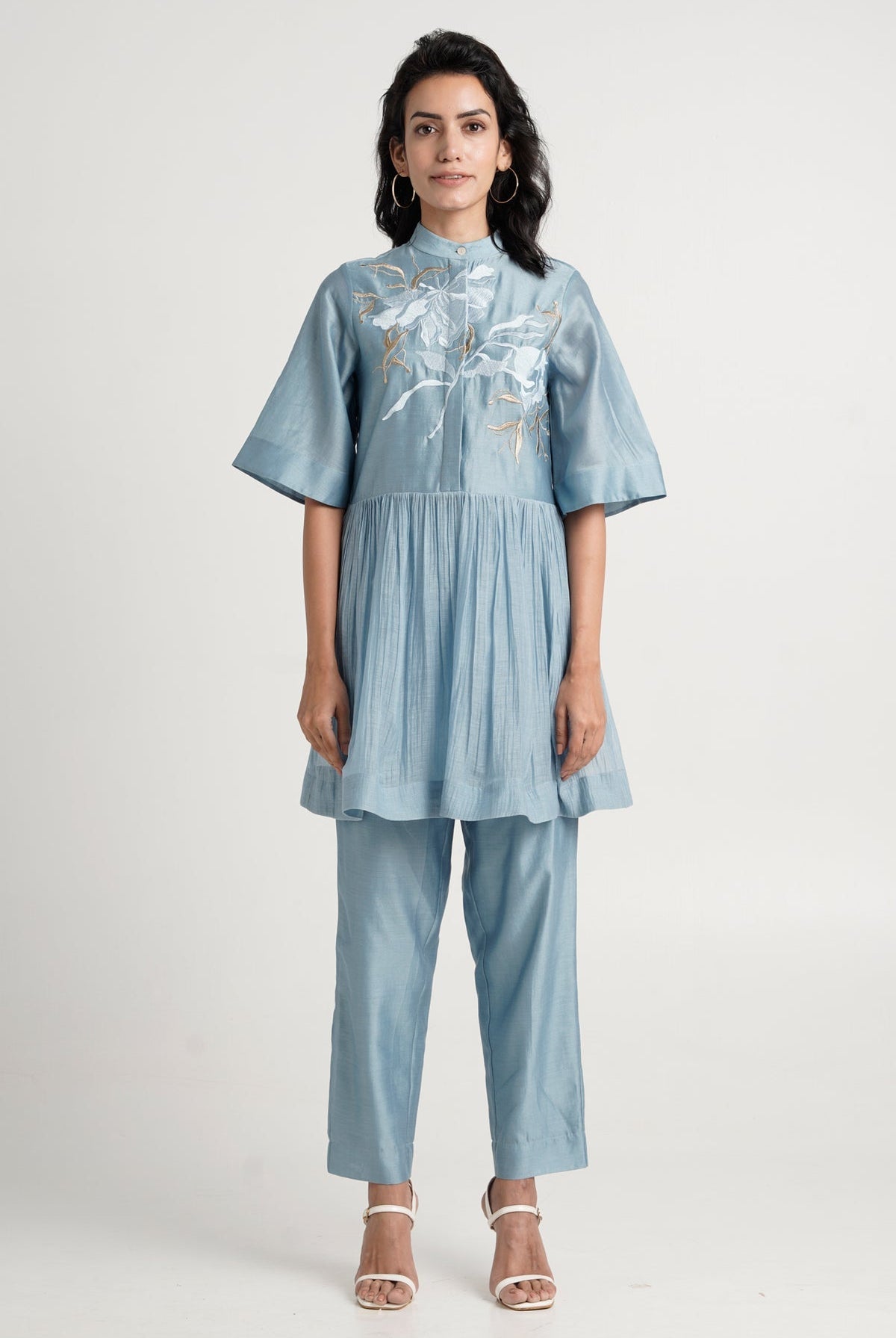 Ivory Abe 2.0 - Tonal Embroidery Peplum Tunic Set - CiceroniCo-ord SetMadder Much