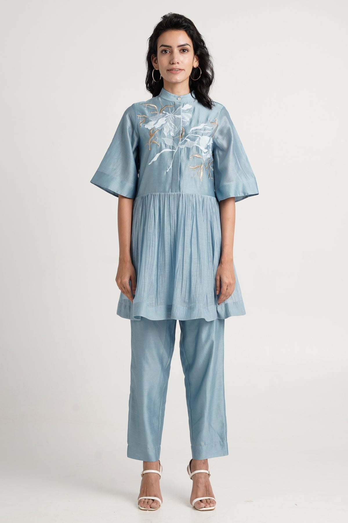 Ivory Abe 2.0 - Tonal Embroidery Peplum Tunic Set - CiceroniCo-ord SetMadder Much