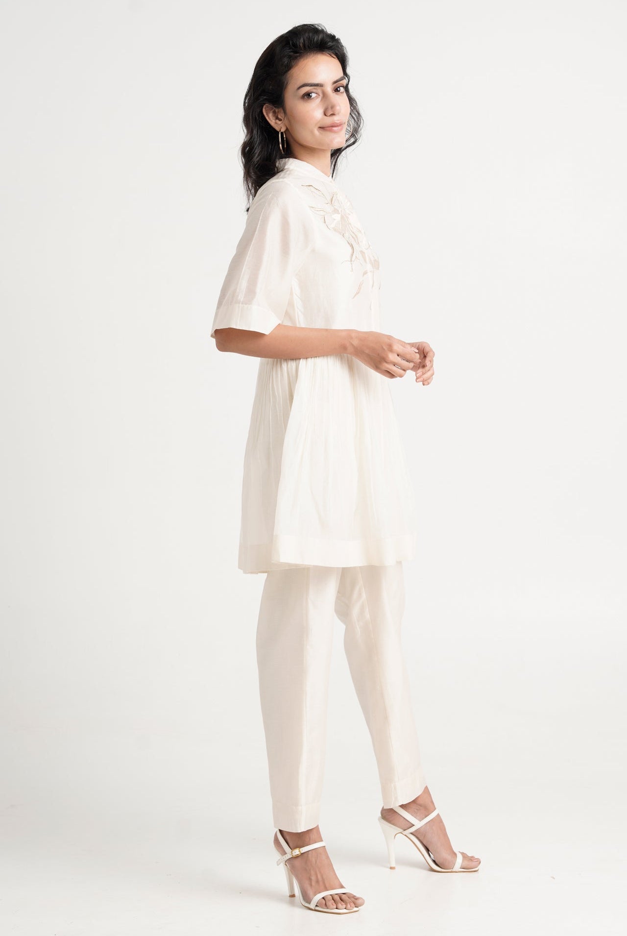 Ivory Abe 2.0 - Tonal Embroidery Peplum Tunic Set - CiceroniCo-ord SetMadder Much