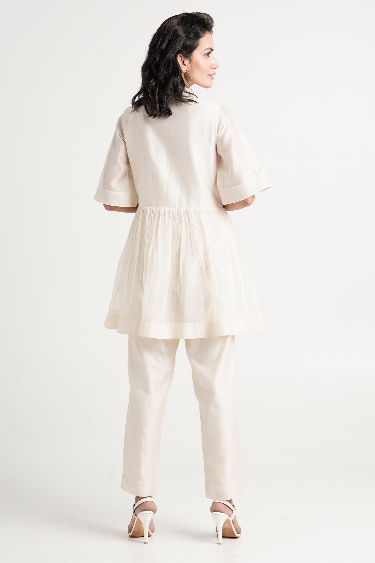 Ivory Abe 2.0 - Tonal Embroidery Peplum Tunic Set - CiceroniCo-ord SetMadder Much