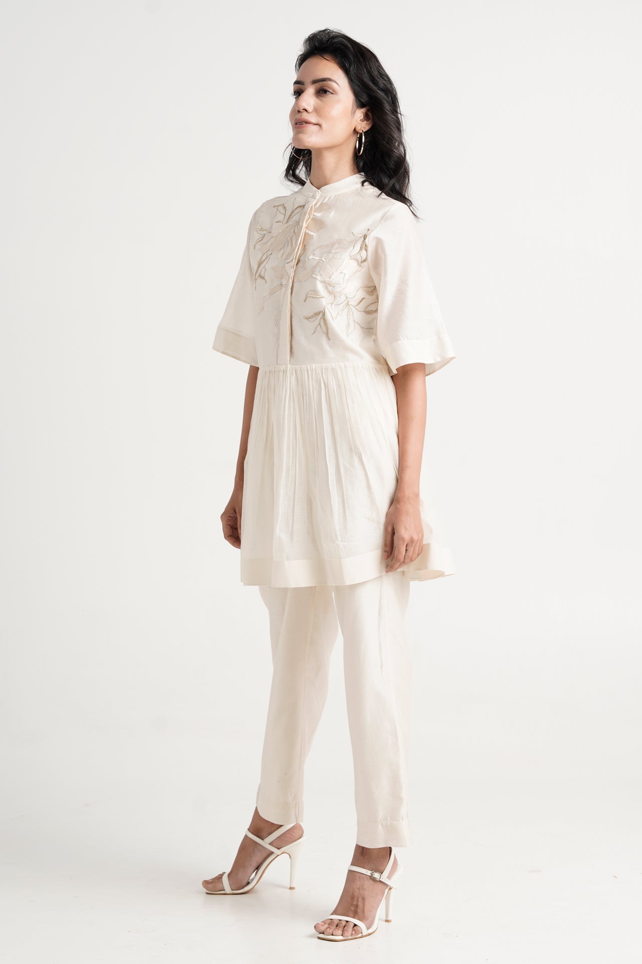Ivory Abe 2.0 - Tonal Embroidery Peplum Tunic Set - CiceroniCo-ord SetMadder Much