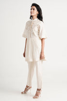 Ivory Abe 2.0 - Tonal Embroidery Peplum Tunic Set - CiceroniCo-ord SetMadder Much