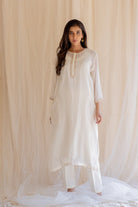 Ivory White Gul Seedh Kurta Set - CiceroniNirjara