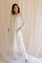 Ivory White Gul Seedh Kurta Set - CiceroniNirjara