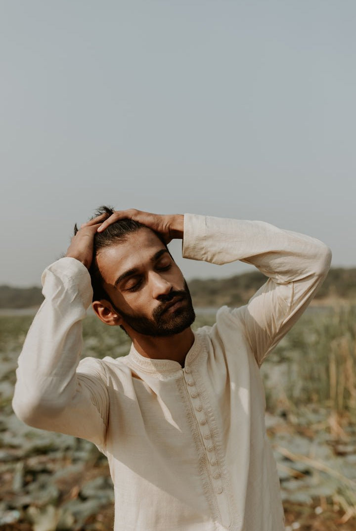 Ivory White Nawab Kurta - CiceroniNirjara