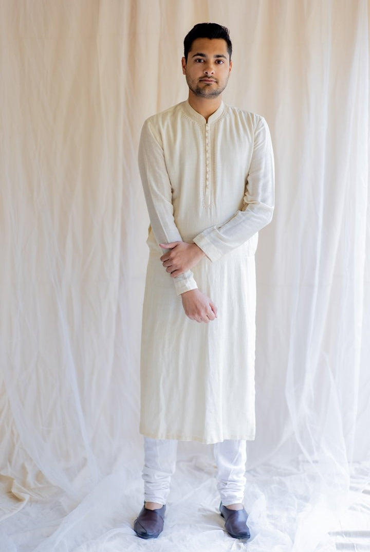 Ivory White Nawab Kurta - CiceroniNirjara