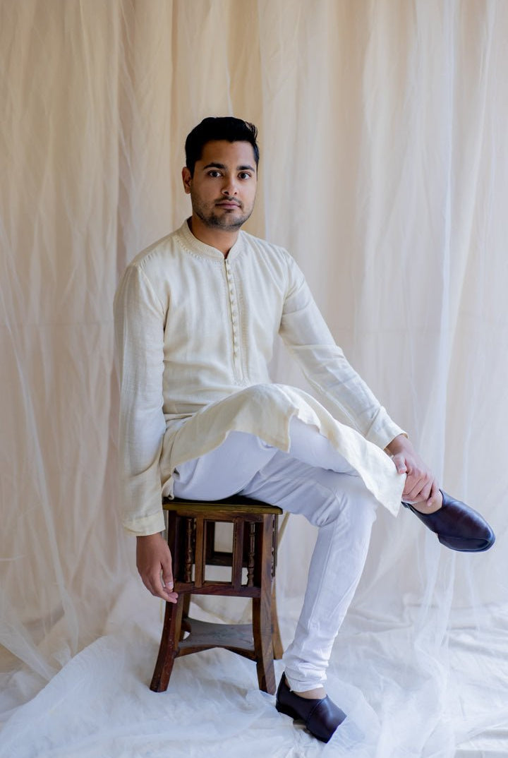 Ivory White Nawab Kurta - CiceroniNirjara