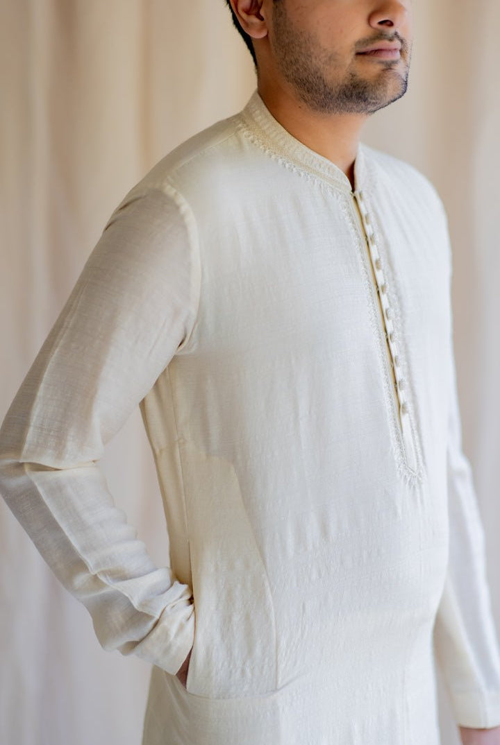 Ivory White Nawab Kurta - CiceroniNirjara