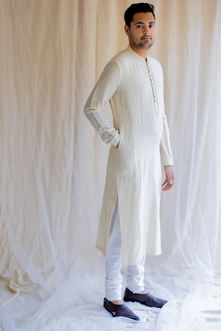 Ivory White Nawab Kurta - CiceroniNirjara