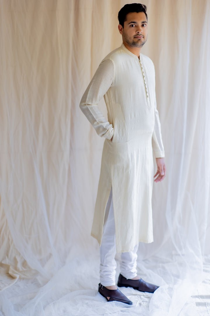 Ivory White Nawab Kurta - CiceroniNirjara