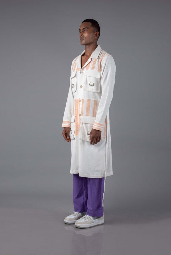 Jharkhand Handloom Textile Unisex Long Shacket - CiceroniShirtsJohargram