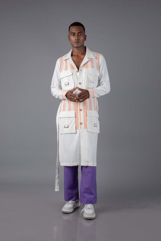 Jharkhand Handloom Textile Unisex Long Shacket - CiceroniShirtsJohargram